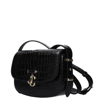 Crossbody Handbag by Jimmy Choo for women in leather black features a transformative elegance silhouette, showcasing a secure , organized , and versatile crossbody-strap & adjustable-strap for a transformative elegance look.
