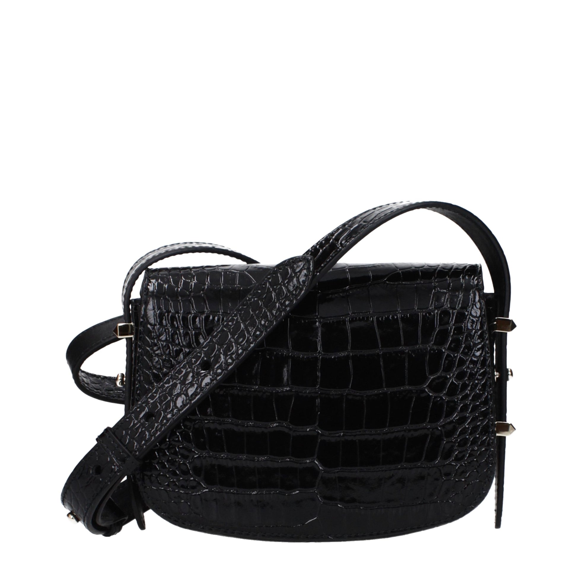 Crossbody Handbag by Jimmy Choo for women in leather black features a multifaceted silhouette, showcasing a secure and multifaceted with versatile crossbody-strap & adjustable-strap for multifaceted style.
