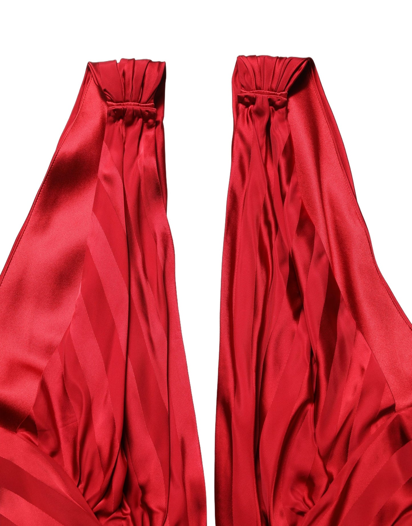 Dolce & Gabbana Red Plunging HalterNeck Draped Jumpsuit Dress