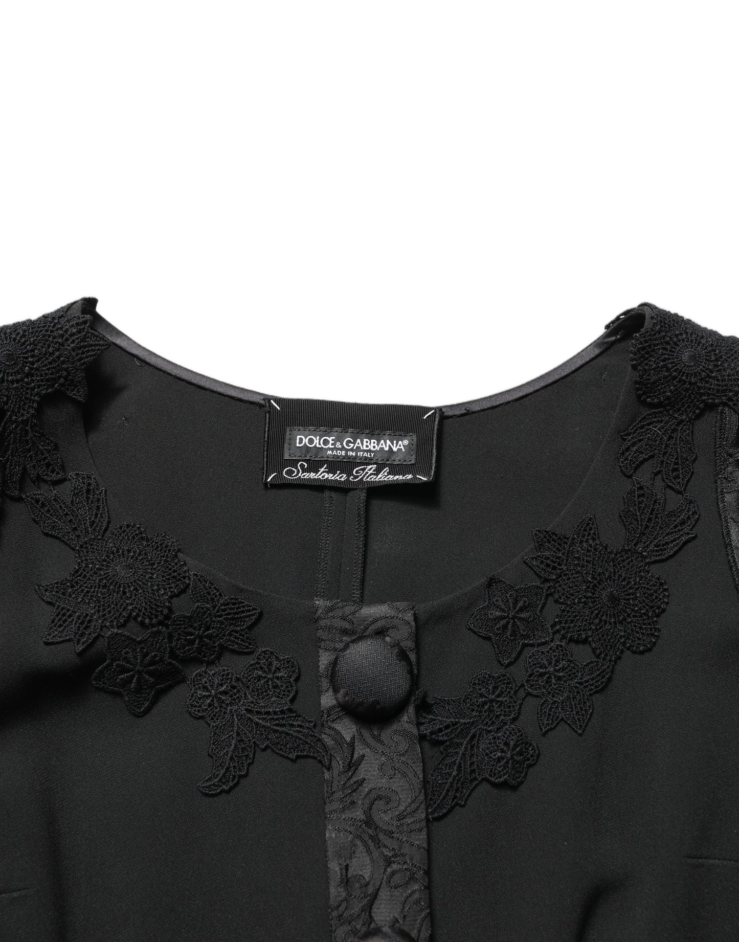 Dolce & Gabbana Black Button Fastening Lace Trimmed Blazer Jacket