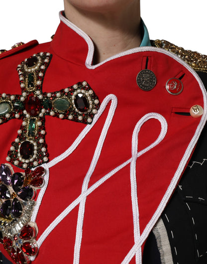Dolce & Gabbana Multicolor Asymmetrical Ornate Jewel Cropped Jacket
