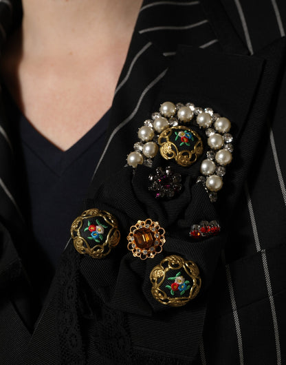 Dolce & Gabbana Black Stripe Double-Breasted Blazer Jacket
