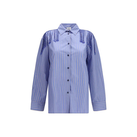 Dress Shirt by The Andamane for women in cotton blue features an architectural silhouette with a refined long-sleeve and elegant for a architectural look.