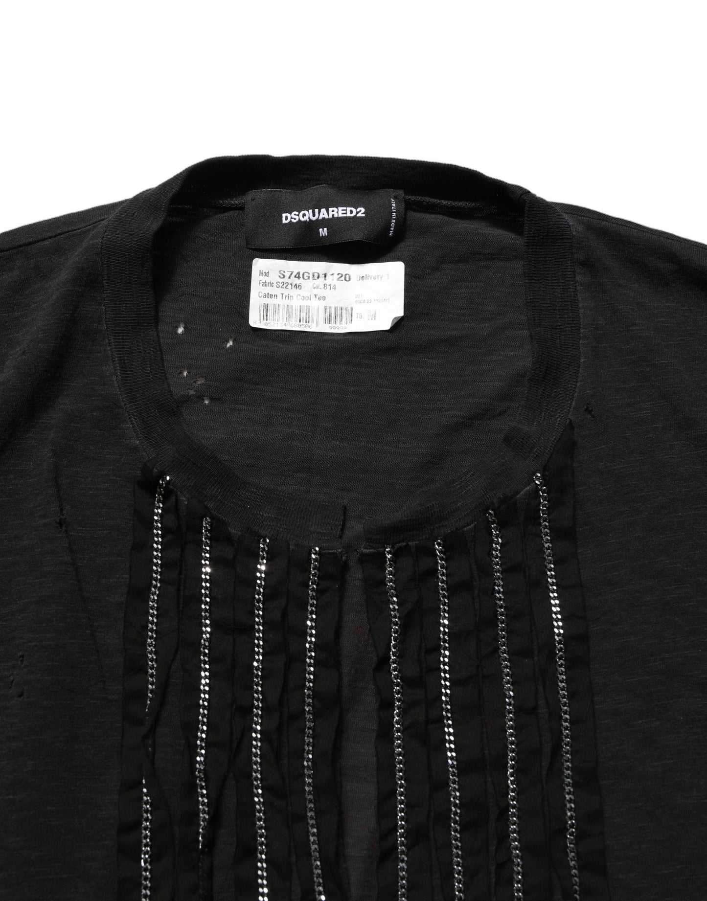 Dsquared² Black Chain Embellished Cotton Short Sleeve T-shirt