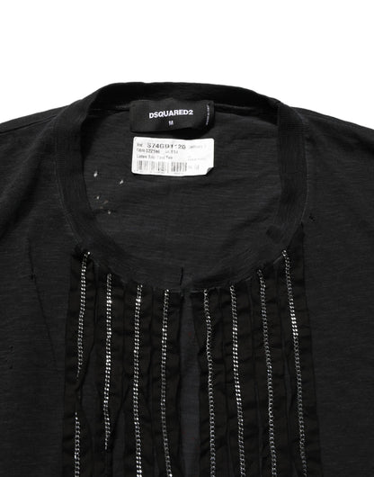 Dsquared² Black Chain Embellished Cotton Short Sleeve T-shirt