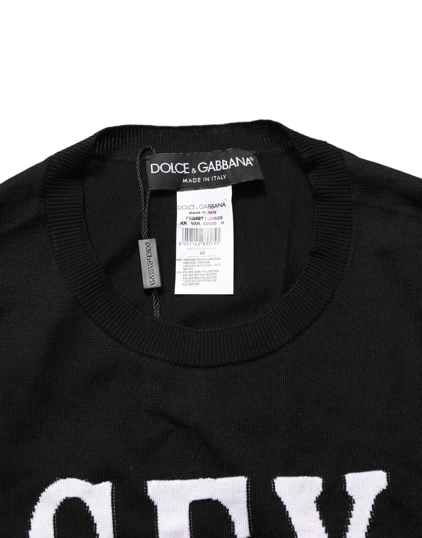 Dolce & Gabbana Black Graphic Print Long-Sleeved Top