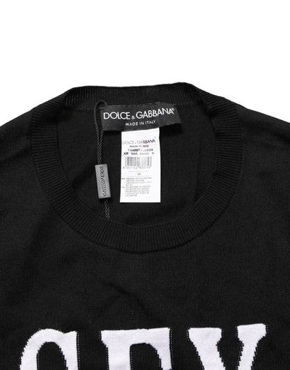 Dolce & Gabbana Black Graphic Print Long-Sleeved Top