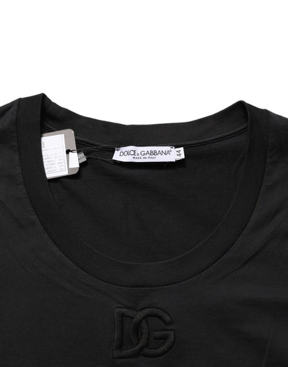 Dolce & Gabbana Black Cotton Short-Sleeve Crew Neck T-shirt