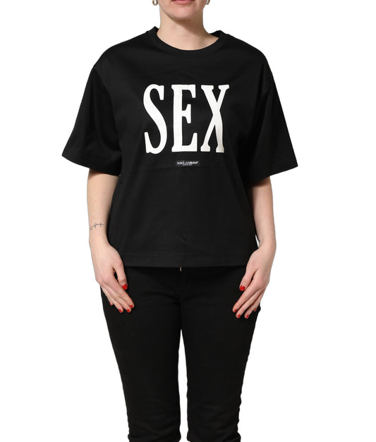 Dolce & Gabbana Women's Short-Sleeve Crew Neck Cotton T-Shirt - Black Print