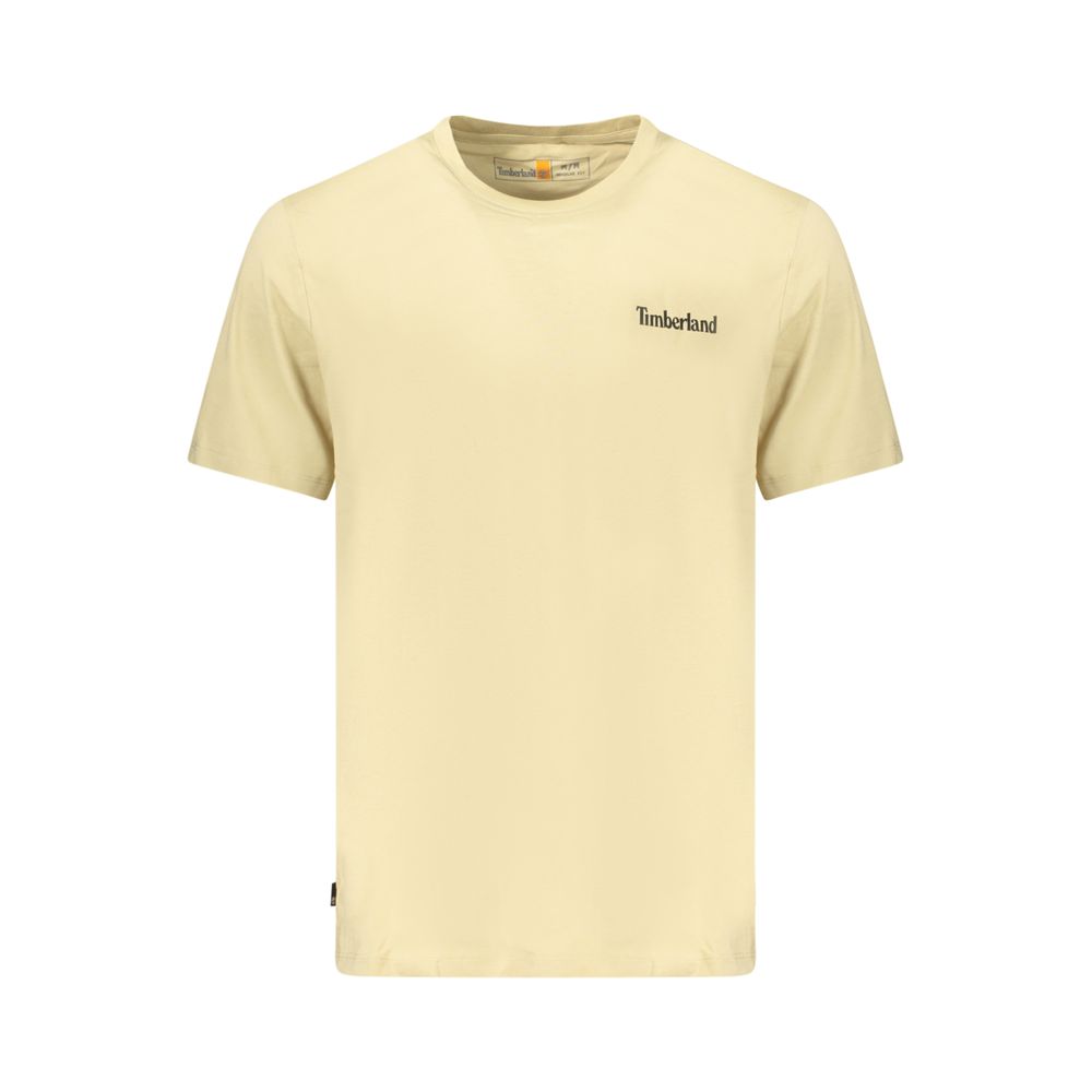 T-Shirt by Timberland for men in cotton beige & signature showcases a fashionable silhouette, elegantly detailed with a fashionable and for a sophisticated, high-fashion look.