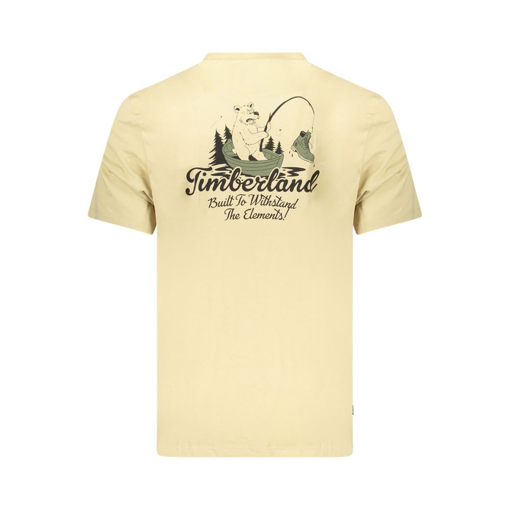 T-Shirt by Timberland for men in cotton beige & signature showcases a chic silhouette, artfully detailed with a chic and for a chic finish.