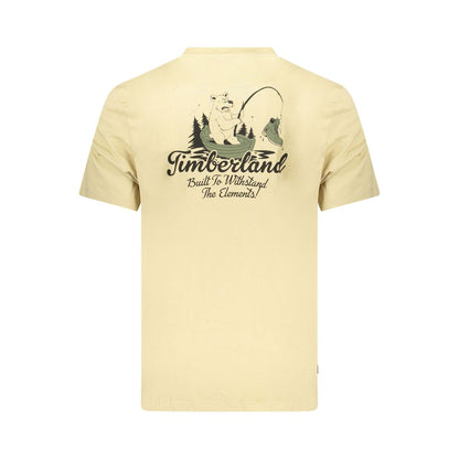 T-Shirt by Timberland for men in cotton beige & signature showcases a chic silhouette, artfully detailed with a chic and for a chic finish.