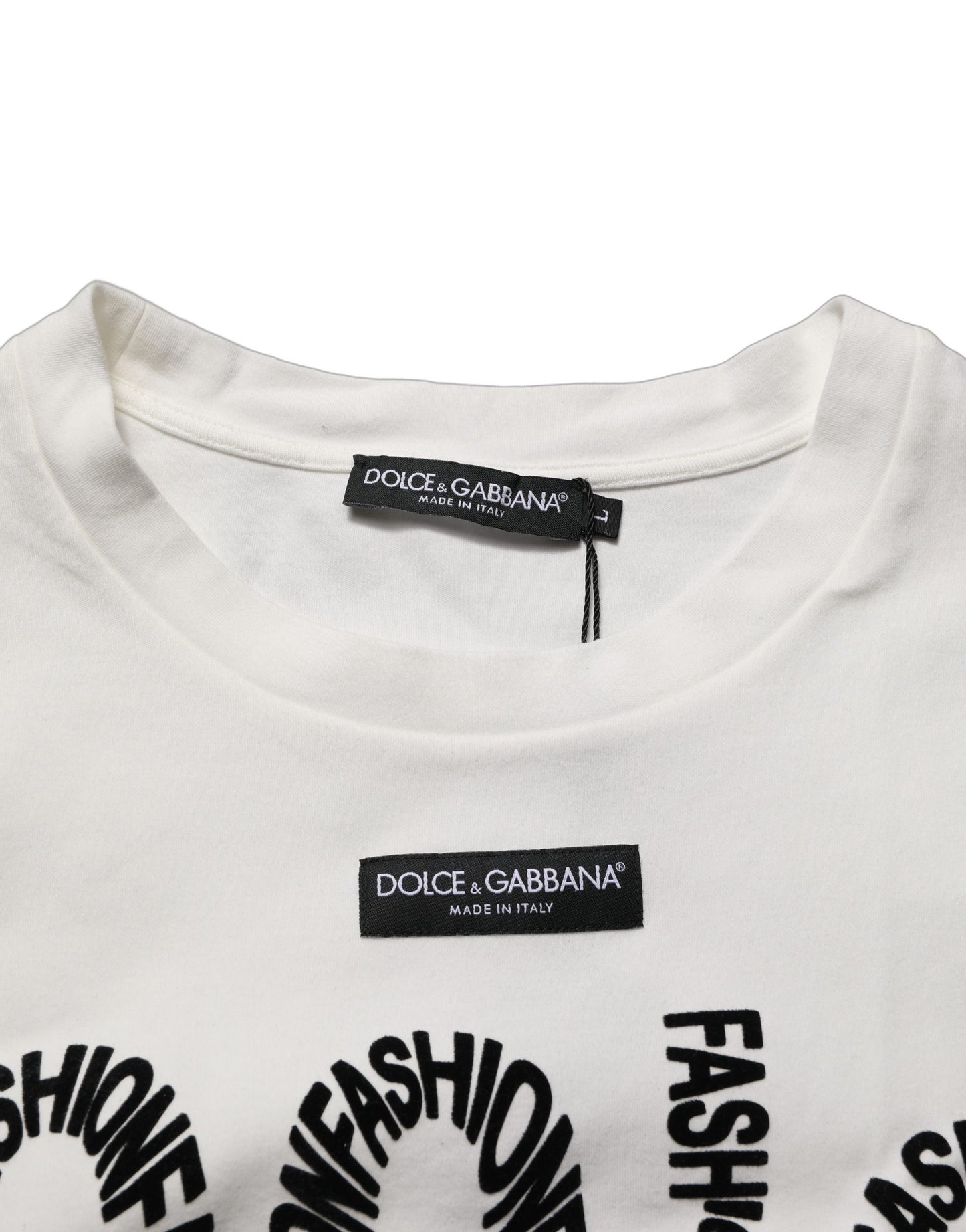 Dolce & Gabbana White Cotton Graphic Sleeveless Tank Top