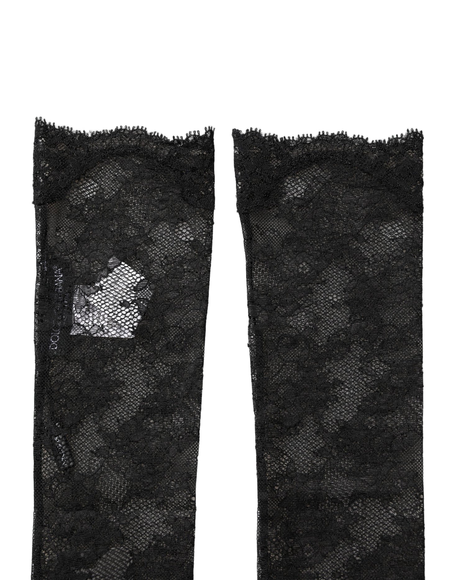 Dolce & Gabbana Black Floral Lace Nylon Stretch Knee Socks
