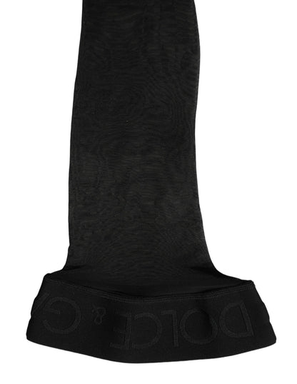 Dolce & Gabbana Black Sheer Nylon Thigh High Stockings Socks