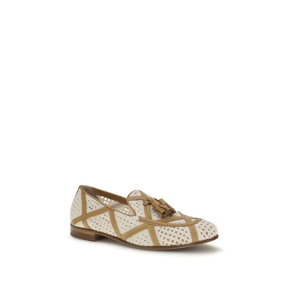 This Flat Loafer Slip-On Shoes by Fratelli Rossetti for women in bos taurus grained calf leather & linen beige features an exquisite silhouette from the Brera Women's Bos Taurus Grained Calf Leather & Linen Flat Loafer Slip-On Shoes collection, defined by a sophisticated flat and elegant .