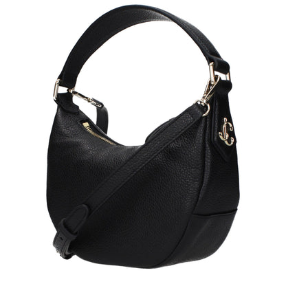 Handbag by Jimmy Choo for women in leather black features a refined silhouette, showcasing a secure , organized , and versatile adjustable-strap for a refined finish.