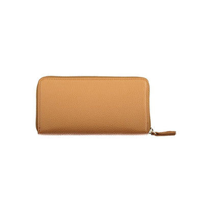 Wallet by Mario Valentino for women in polyurethane brown & signature showcases a refined silhouette, artfully capturing the essence of the refined Polyurethane Wallet design with functional .