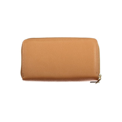 Wallet by Mario Valentino for women in polyurethane brown showcases a refined silhouette, artfully detailed with the signature style of the Polyurethane Wallet and functional .