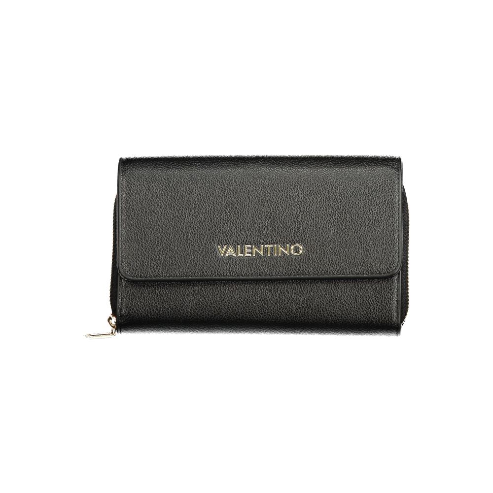 Wallet by Mario Valentino for women in polyurethane black & signature showcases a discerning silhouette, artfully capturing the essence of Polyurethane Wallet with its functional .