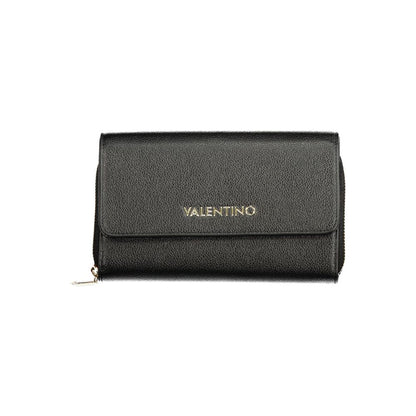 Wallet by Mario Valentino for women in polyurethane black & signature showcases a discerning silhouette, artfully capturing the essence of Polyurethane Wallet with its functional .