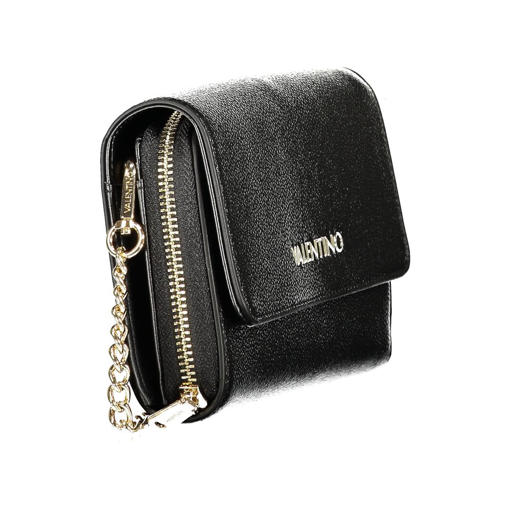 Wallet by Mario Valentino for women in polyurethane black & signature showcases a discerning silhouette, artfully capturing the essence of Polyurethane Wallet with its functional .
