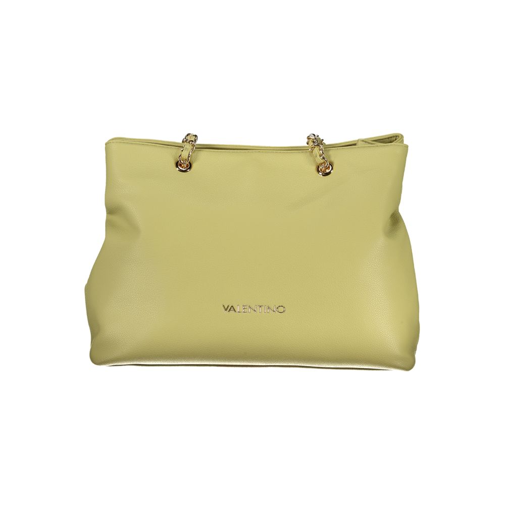 Shoulder Handbag by Mario Valentino for women in polyurethane green features a signature silhouette, showcasing a secure zipper and signature built-in-compartments with versatile shoulder-strap & handle for a sophisticated look.