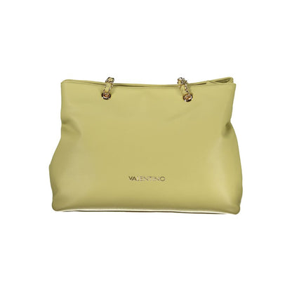 Shoulder Handbag by Mario Valentino for women in polyurethane green features a signature silhouette, showcasing a secure zipper and signature built-in-compartments with versatile shoulder-strap & handle for a sophisticated look.