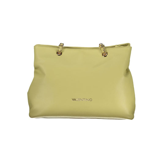 Shoulder Handbag by Mario Valentino for women in polyurethane green features a signature silhouette, showcasing a secure zipper and signature built-in-compartments with versatile shoulder-strap & handle for a sophisticated look.