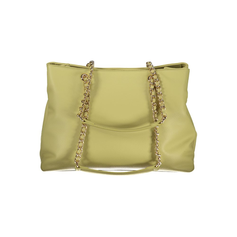 This Shoulder Handbag by Mario Valentino for women in polyurethane and green presents a sculptural silhouette featuring a secure zipper, ample built-in-compartments, and versatile shoulder-strap & handle for a sculptural finish.
