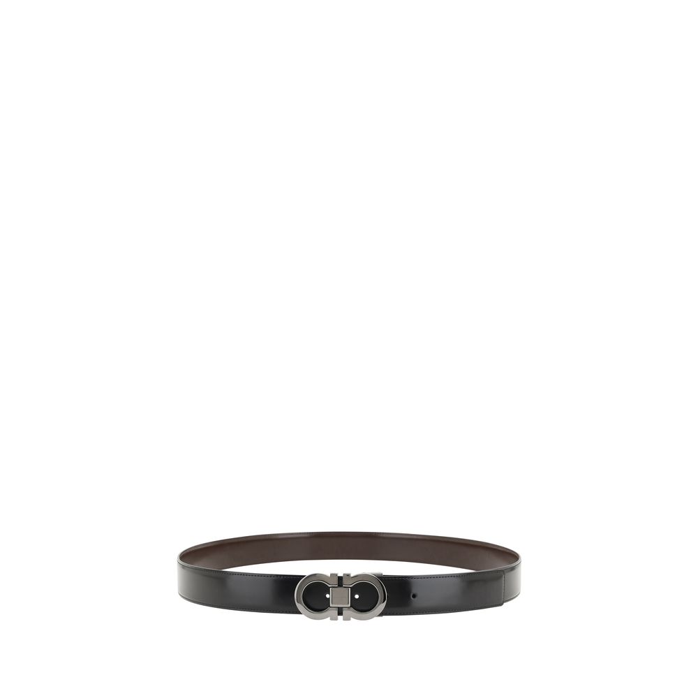 Belt by Ferragamo for men in bos taurus calf leather black features a bohemian chic silhouette, showcasing the bohemian chic Gancini Bos Taurus Calf Leather Belt design with a sophisticated bohemian chic finish.