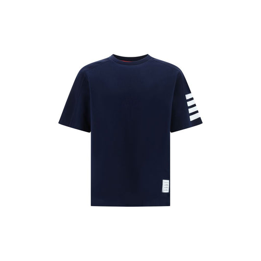 T-Shirt by Thom Browne for men in cotton blue, monogram & striped showcases a chic silhouette, artfully detailed with a chic crew neckline and for a chic finish.