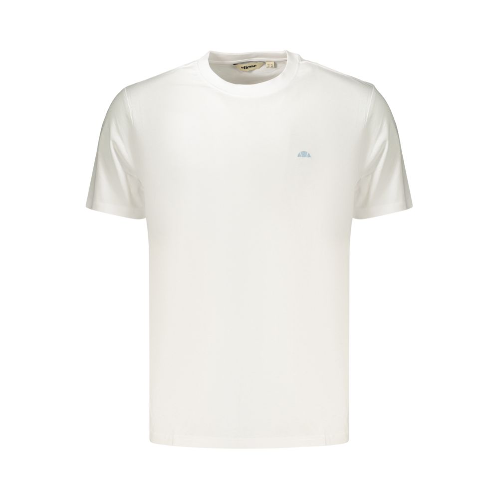 T-Shirt by Ellesse for men in cotton white showcases a fashionable silhouette, elegantly detailed with a fashionable and crew neckline for a sophisticated, high-fashion look.