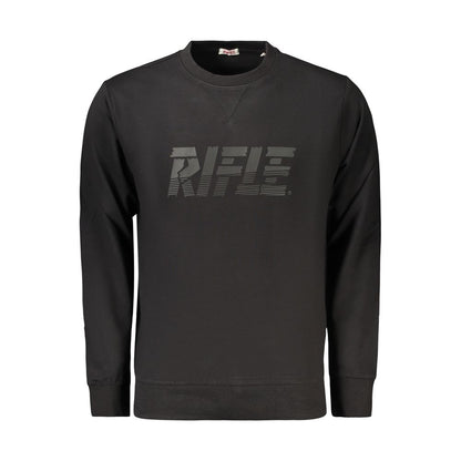 Sweatshirt by Rifle for men in cotton black showcases a slouchy chic silhouette, artfully detailed with a slouchy chic and for a slouchy chic finish.