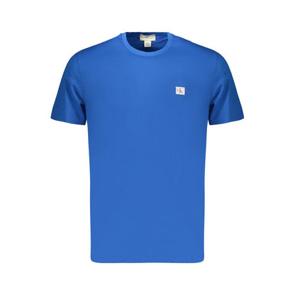 T-Shirt by Calvin Klein for men in cotton blue features an edgy silhouette, meticulously detailed with a sophisticated and for a truly edgy finish.