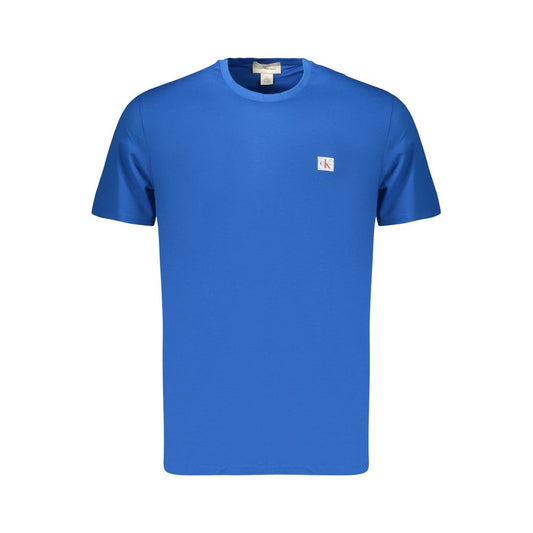 T-Shirt by Calvin Klein for men in cotton blue features an edgy silhouette, meticulously detailed with a sophisticated and for a truly edgy finish.