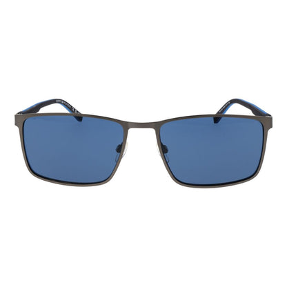Sunglasses by Tommy Hilfiger for men in and gray featuring an opulent rectangle full-rim frame design with a sophisticated gunmetal coloured frame finish and high-performance non-polarized category-3-dark-tint lens.