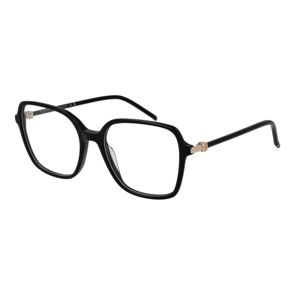 Eyeglasses Frames by Tommy Hilfiger for women in acetate black features an refined silhouette, showcasing a sophisticated black coloured frame and refined full-frame frame design for a refined look.