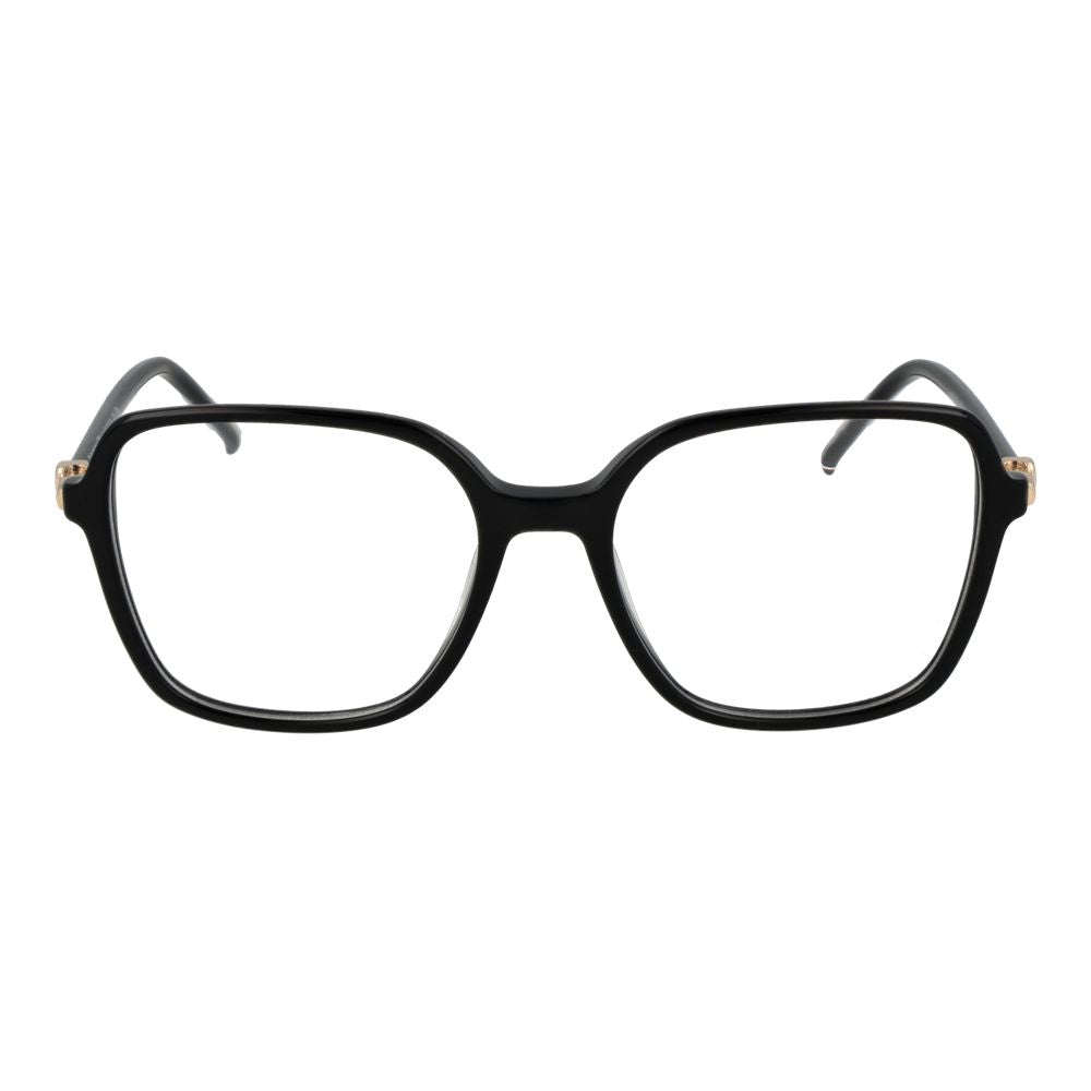 Eyeglasses Frames by Tommy Hilfiger for women in acetate and black showcases an refined full-frame frame design featuring a sophisticated black coloured frame for an refined and refined aesthetic.