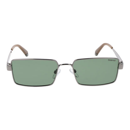 Sunglasses by Polaroid for men in polycarbonate gray features a sumptuous silhouette, showcasing a sumptuous rectangle full-rim frame design in gunmetal coloured frame with high-performance polarized category-2-medium-tint lens.