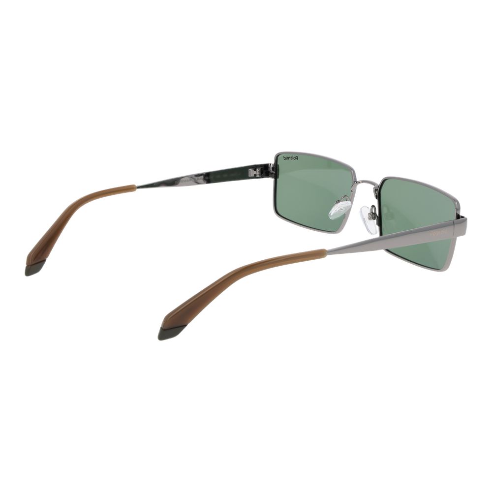 Sunglasses by Polaroid for men in polycarbonate and gray featuring an opulent rectangle full-rim frame design with a sophisticated gunmetal coloured frame finish and high-performance polarized category-2-medium-tint lens.