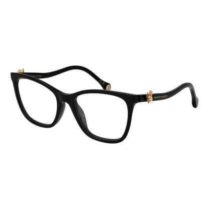 Eyeglasses Frames by Carolina Herrera for women in acetate black features an refined silhouette, showcasing a sophisticated black coloured frame and refined full-frame frame design for a refined look.