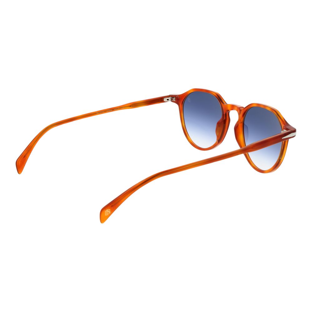 Sunglasses by David Beckham for men in brown features a sumptuous silhouette, showcasing a sumptuous full-rim panto frame design in brown coloured frame with high-performance gradient category-3-dark-tint lens.