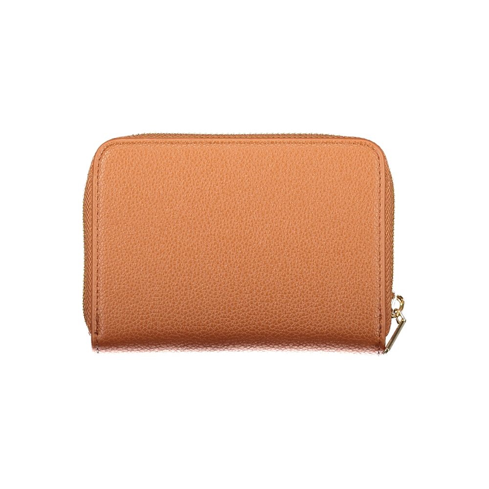 Wallet by Mario Valentino for women in polyurethane brown showcases a refined silhouette, artfully capturing the essence of the refined Polyurethane Wallet design with functional .