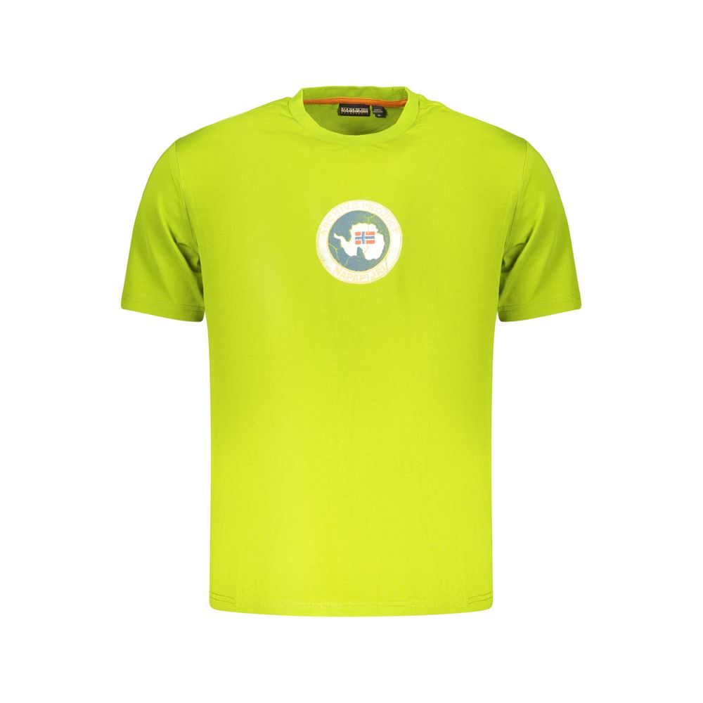 Activewear T-Shirt by Napapijri for men in cotton green & signature features an contemporary design with , a length, and a contemporary .
