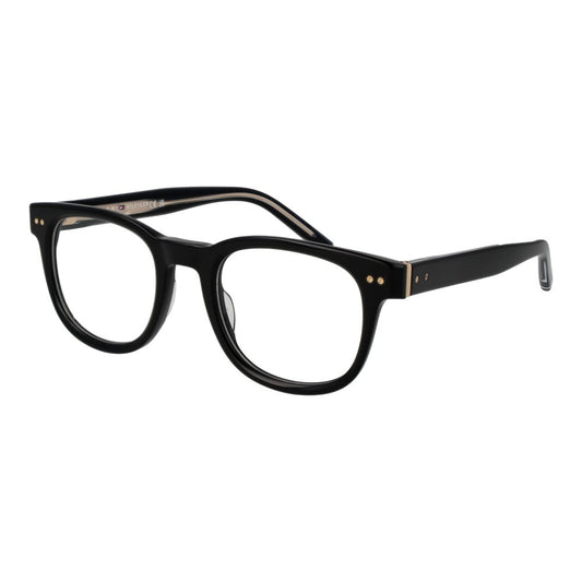 Eyeglasses Frames by Tommy Hilfiger for men in acetate black features a refined silhouette, showcasing a refined black coloured frame and full-frame frame design for a sophisticated, premium look.