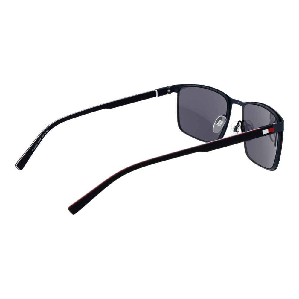Sunglasses by Tommy Hilfiger for men in metal and blue presents a sumptuous silhouette, featuring blue coloured frame and rectangle full-rim frame design with non-polarized category-3-dark-tint lens for a sumptuous look.