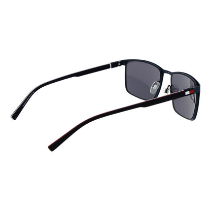 Sunglasses by Tommy Hilfiger for men in metal and blue presents a sumptuous silhouette, featuring blue coloured frame and rectangle full-rim frame design with non-polarized category-3-dark-tint lens for a sumptuous look.