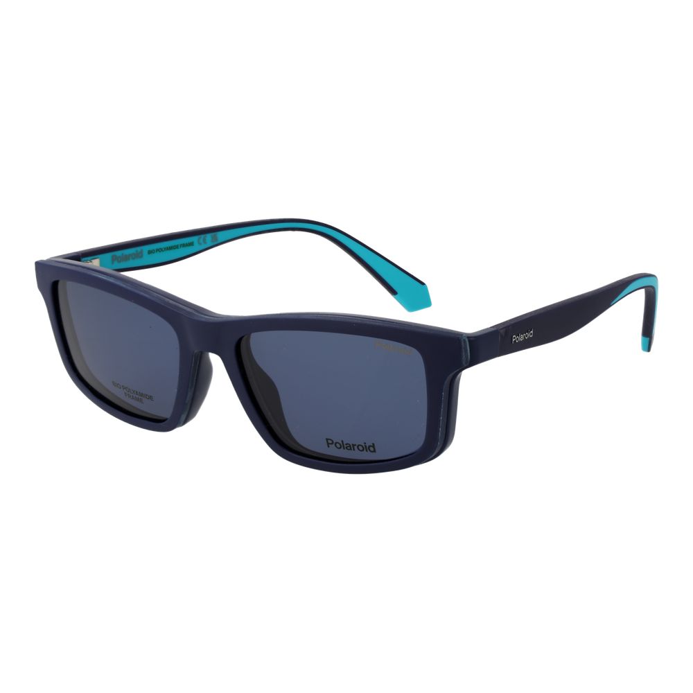 Eyeglasses Frames by Polaroid for men in acetate & polyamide blue showcases a reflective silhouette, artfully incorporating a sophisticated blue coloured frame with a distinct full-frame frame design.