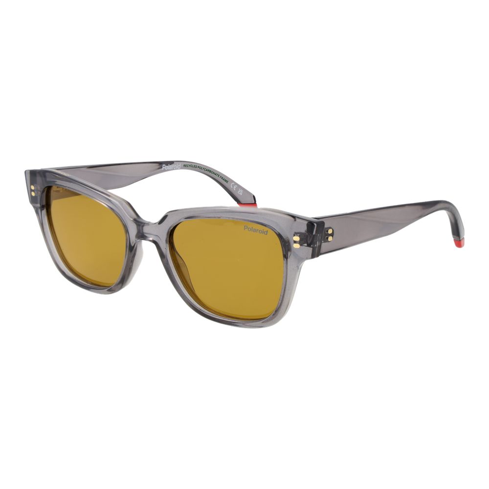 Sunglasses by Polaroid for women in polycarbonate gray showcases a ethereal silhouette, featuring gray coloured frame full-rim cat-eye frame design with polarized category-2-medium-tint lens for a ethereal finish.